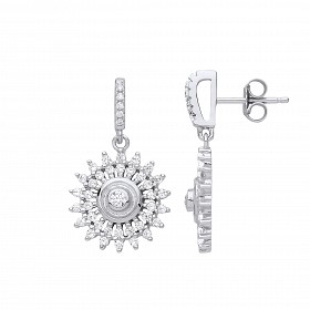 Silver CZ Fancy Cutour Drop Earrings