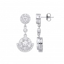 Silver CZ Fancy Drop Earrings
