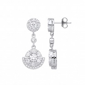 Silver CZ Fancy Drop Earrings