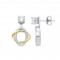 925 Sterling Silver & Gold Plated Two Way Stud & Drop Fancy Earrings