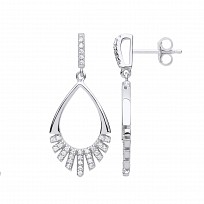 Gold Plated CZ Fancy Tear Drop Earrings