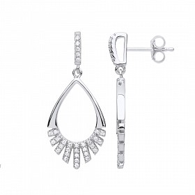 Gold Plated CZ Fancy Tear Drop Earrings