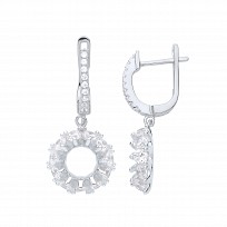 Rose Gold Plated CZ Fancy Circle Drop Earrings