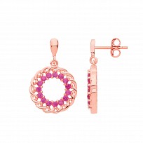Rose Gold Plated Ruby CZ Fancy Drop Earrings