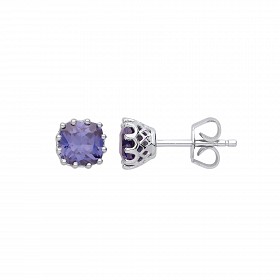 Silver Tanzanite Claw Set Stud Earrings