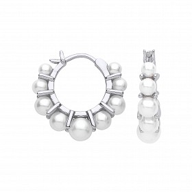 Gold Plated Swarovski Pearl Half Hoop Earrings