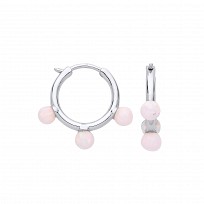 Gold Plated Opal Bead Hoop Earrings