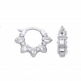 Gold Plated CZ Fancy Huggie Earrings