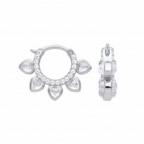 Gold Plated CZ Fancy Heart Huggie Earrings