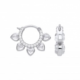 Gold Plated CZ Fancy Heart Huggie Earrings