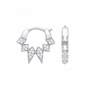 Gold Plated CZ Spike Huggie Earrings