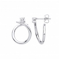 Silver CZ Kiss Hoop Earrings