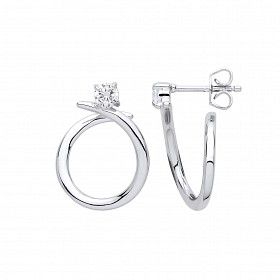 Silver CZ Kiss Hoop Earrings