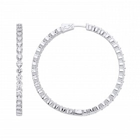Silver CZ Hoop Earrings