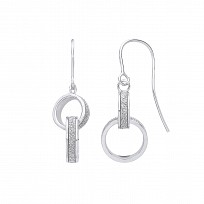 Silver Moondust Double Hoop Fancy Drop Earrings