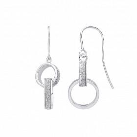Silver Moondust Double Hoop Fancy Drop Earrings
