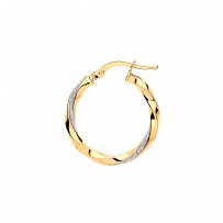 Gold Plated Plain 15mm Twist Hoop Earrings (no stones version)