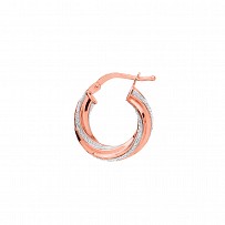 Rose Gold Plated Moondust 10mm Twist Hoop Earrings