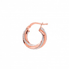 Rose Gold Plated Moondust 10mm Twist Hoop Earrings