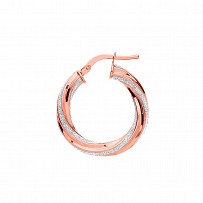 Rose Gold Plated Moondust 15mm Twist Hoop Earrings