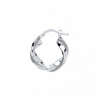 Silver Moondust 10mm Twist Hoop Earrings