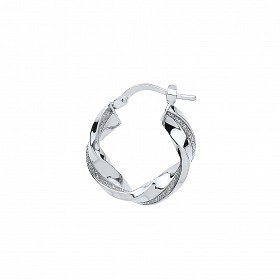 Silver Moondust 10mm Twist Hoop Earrings