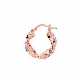 Rose Gold Plated Moondust 10mm Twist Hoop Earrings