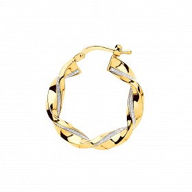 Gold Plated Moondust 15mm Twist Hoop Earrings