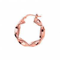 Rose Gold Plated Moondust 15mm Twist Hoop Earrings