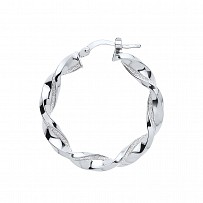 Silver Moondust 20mm Twist Hoop Earrings
