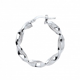 Silver Moondust 20mm Twist Hoop Earrings