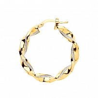 Gold Plated Moondust 15mm Twist Hoop Earrings