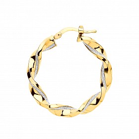 Gold Plated Moondust 15mm Twist Hoop Earrings