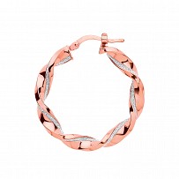 Rose Gold Plated Moondust 15mm Twist Hoop Earrings