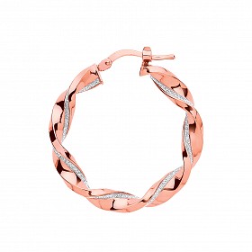 Rose Gold Plated Moondust 15mm Twist Hoop Earrings