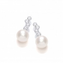 Silver CZ & Fresh Water Pearl Stud Earrings