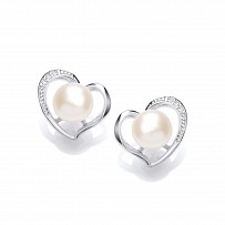 Silver CZ & Fresh Water Pearl Stud Earrings