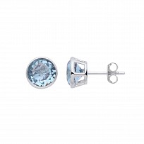 Silver March Aqua Birthstone 5mm Stud Earring