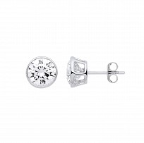 Silver April Crystal Birthstone 5mm Stud Earring