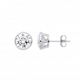 Silver April Crystal Birthstone 5mm Stud Earring