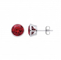 Silver January Garnet Birthstone 5mm Stud Earring