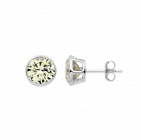 Silver August Peridot Birthstone 5mm Stud Earring