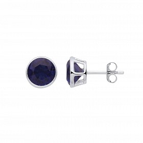 Silver September Sapphire Birthstone 5mm Stud Earring