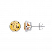 Silver November Topaz Citrine Birthstone 5mm Stud Earring