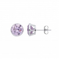 Silver June Violet Birthstone 5mm Stud Earring