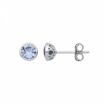 925 Sterling Silver Blue Spinal Single Stone Stud Earrings