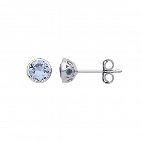 925 Sterling Silver Blue Spinal Single Stone Stud Earrings