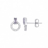 925 Sterling Silver Blue Spinal & CZ Stud Earrings