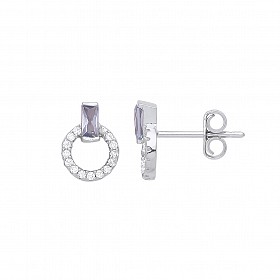 925 Sterling Silver Blue Spinal & CZ Stud Earrings
