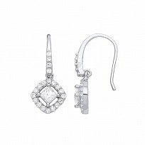 925 Sterling Silver CZ Fancy Drop Earrings